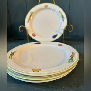 Vintage Hankook Vegetable Motif Ceramic Salad Plates - Set of 4